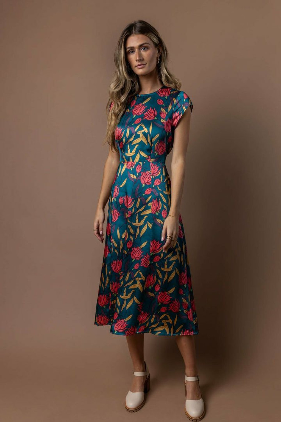 Dresses * | Top 10 Worui Gweniever Printed Dress Teal