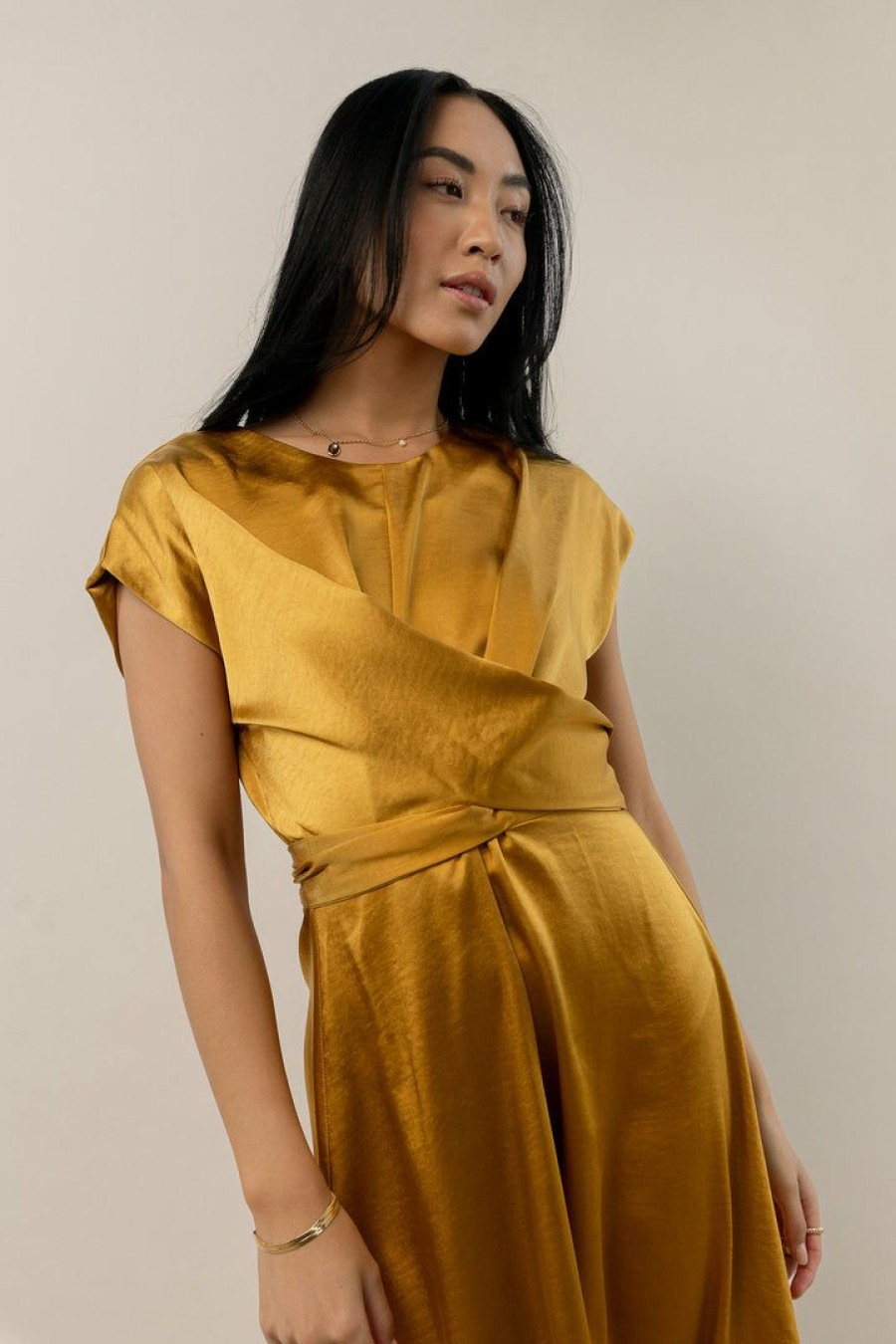 Dresses * | Coupon Worui Rosalind Midi Dress In Dresses Mustard