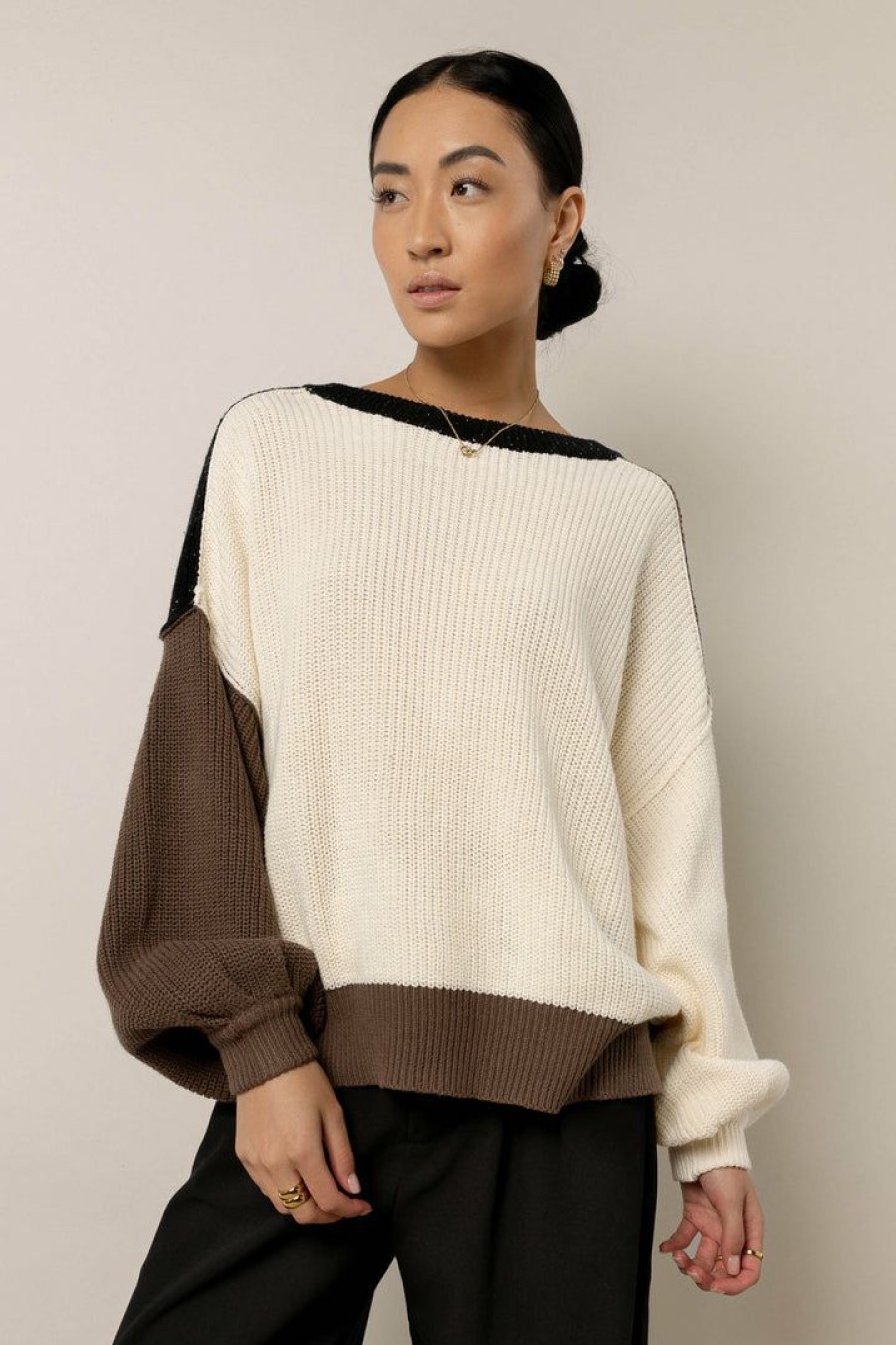 Tops * | Best Reviews Of Promesa Koby Knit Sweater Final Sale Cream