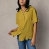 Tops * | Brand New Fun 2 Fun Tops Ayala Button Down Blouse In Final Sale Chartreuse