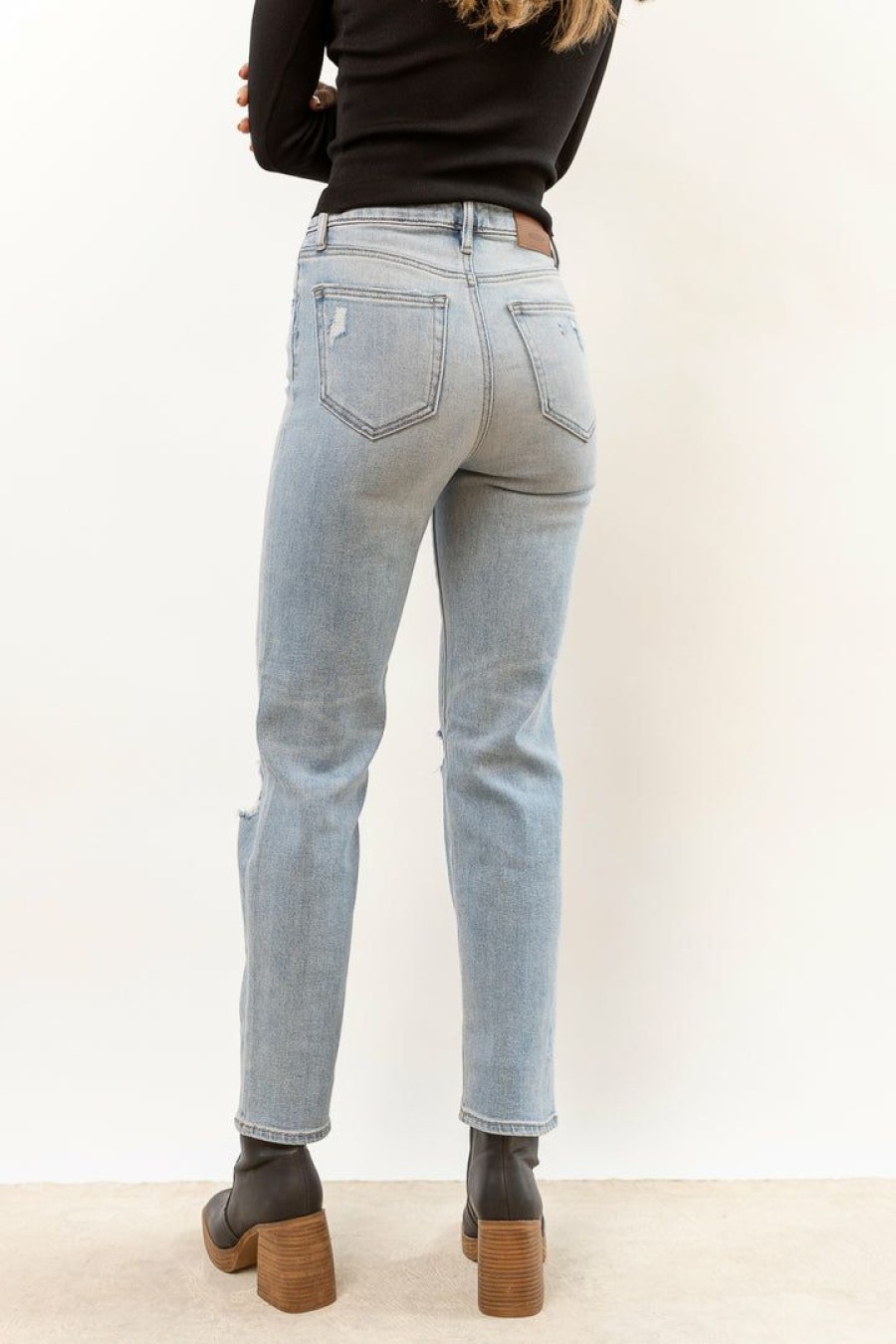 Jeans * | Best Sale Denim One New Arrivals Ellery Distressed Jeans Light Wash