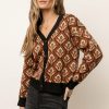 Tops * | Outlet Flying Tomato Ivy Printed Sweater Tops Brown