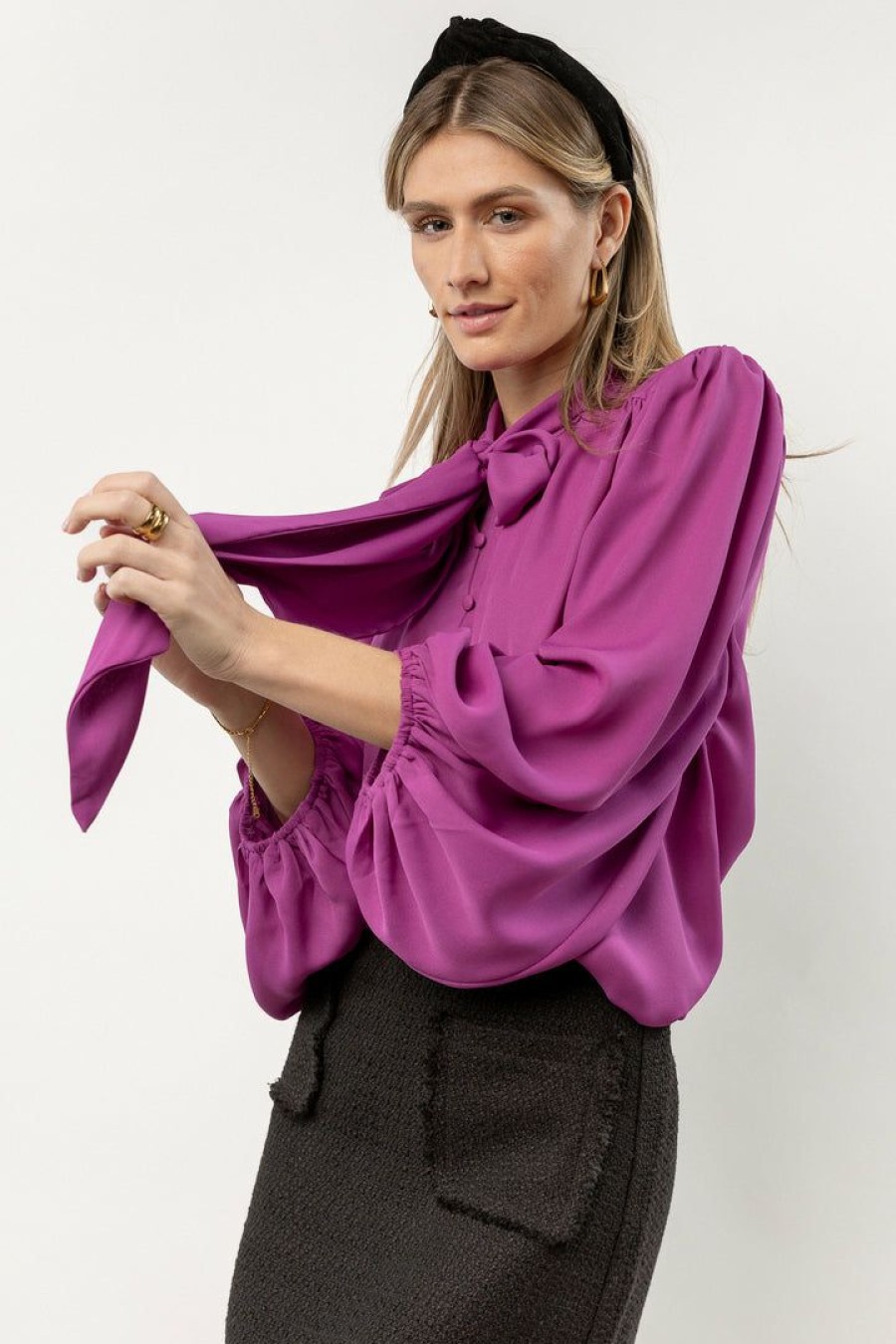 Tops * | Best Deal Zoe + Claire Josie Long Sleeve Top Magenta