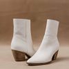 Shoes * | Best Pirce Beast Fashion Shoes Arisa Block Heel Boots Final Sale White