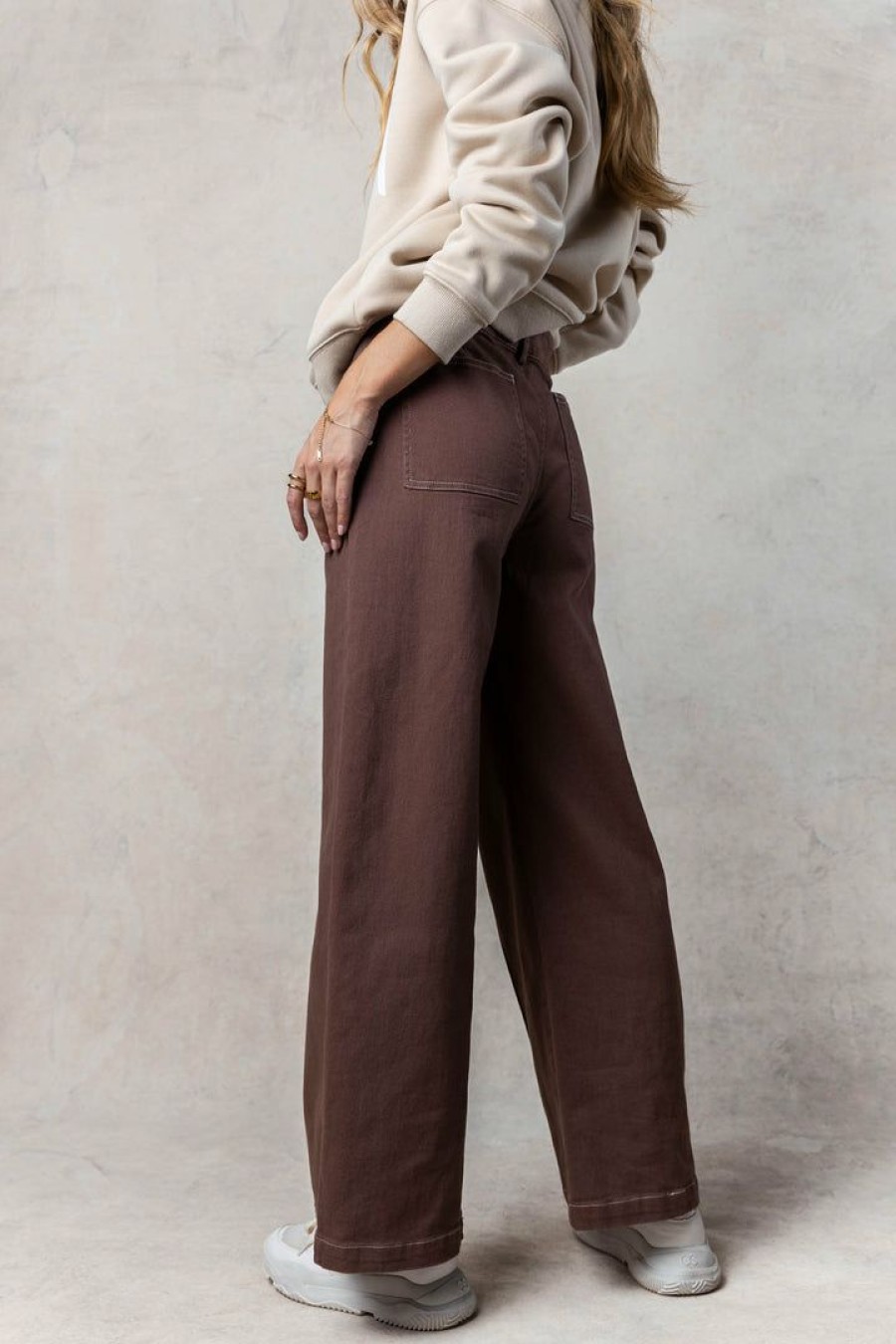 Jeans * | Brand New Miss Love Hana Wide Leg Pants In Brown