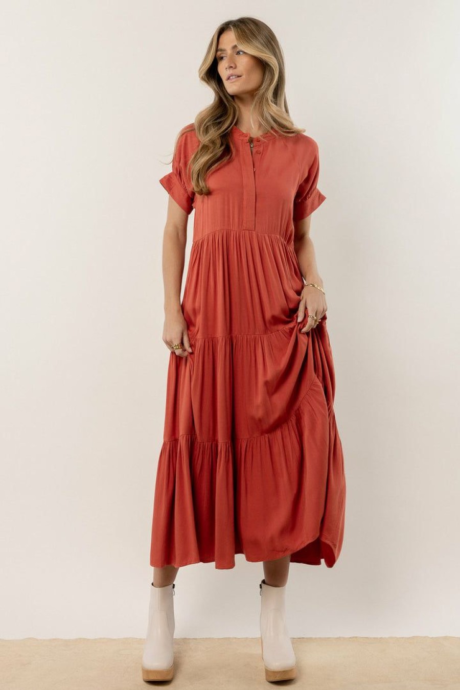 Dresses * | Best Pirce Fore Collection Dresses Amanda Tiered Dress In Terracotta