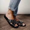 Shoes * | Buy Beast Fashion Jayla Studded Sandals In Shoes Black