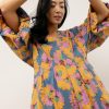 Dresses * | Discount Wellmade Inc Dresses Kara Floral Midi Dress Blue