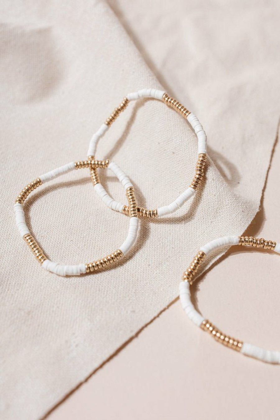 Jewelry * | Buy Joyful Jewelry Amaia Mini Disc Bracelet Set In White