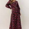 Dresses * | Flash Sale Aakaa Valente Floral Maxi Dress Dresses Black