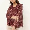 Tops * | Buy Dress Forum Lin Lin Floral Top Final Sale Burgundy