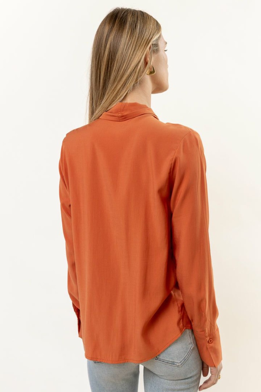 Tops * | Wholesale Aaron & Amber Kayla Tie Front Top In Orange