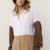 Tops * | Budget Lumiere Kiki Color Block Top In Brown