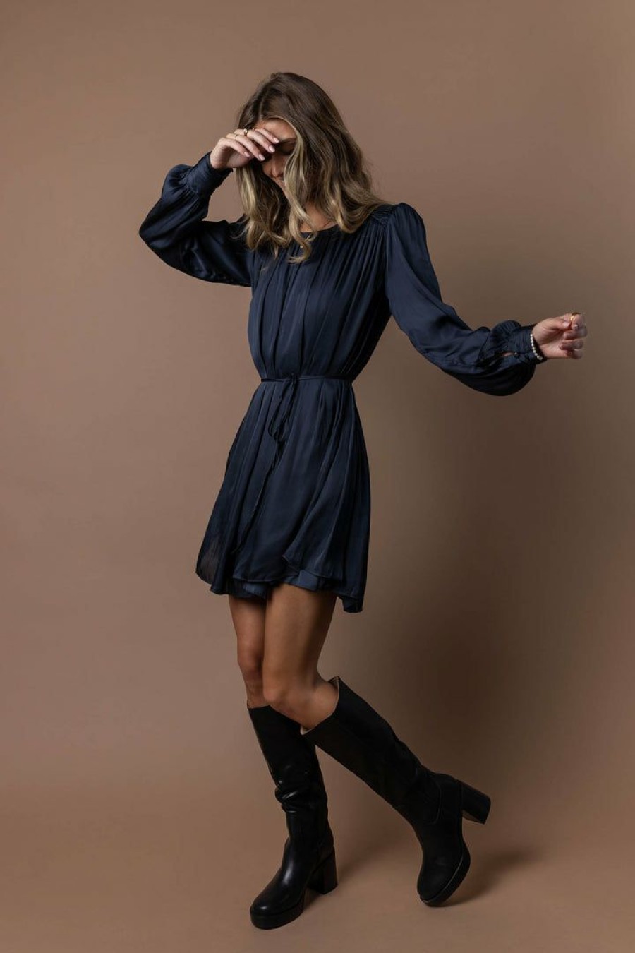 Dresses * | Promo Mustard Seed Edward Mini Dress Navy