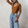 Tops * | Discount Sina Tops Jo Button Top In Camel