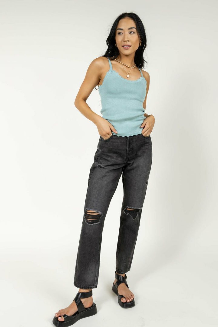 Tops * | Deals Blu Pepper Tops Sabine Tank In Final Sale Mint