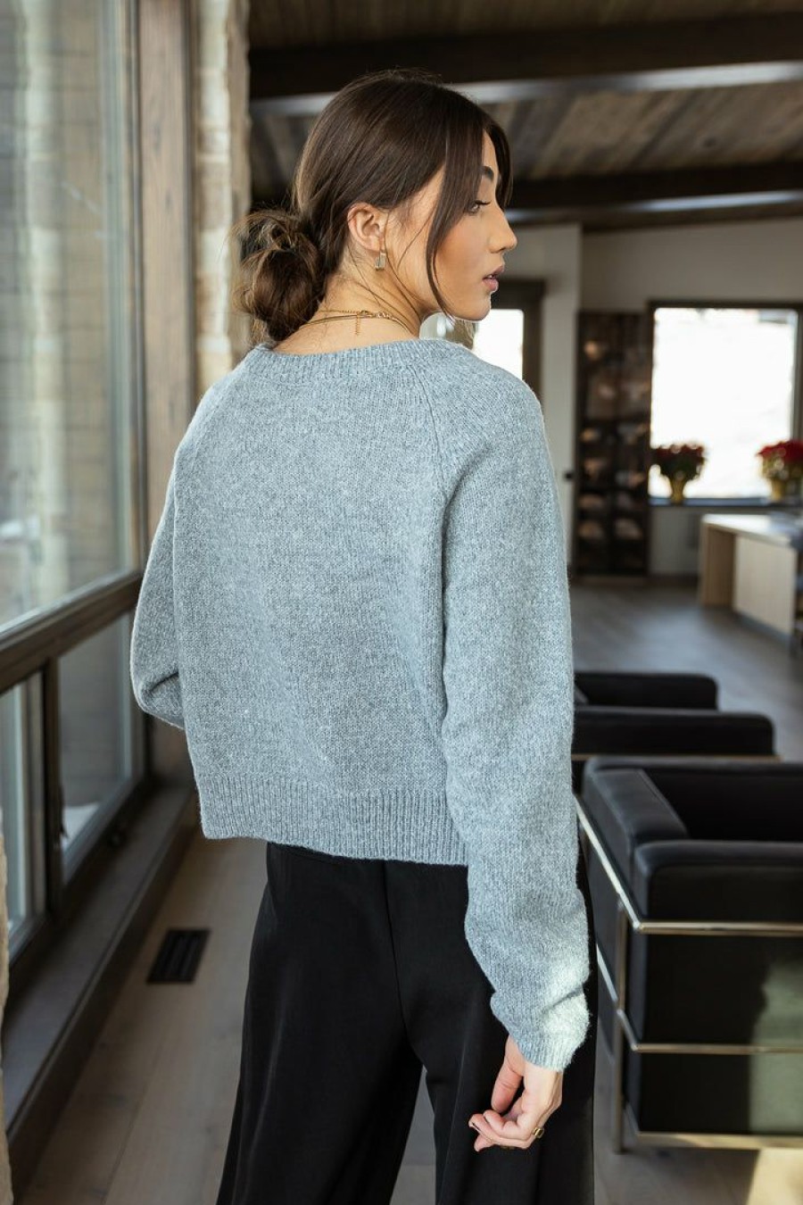 Tops * | Promo Very J Amelia Sweater In Grey