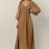 Dresses * | Coupon Baevely Averie Floral Midi Dress In Dresses Camel