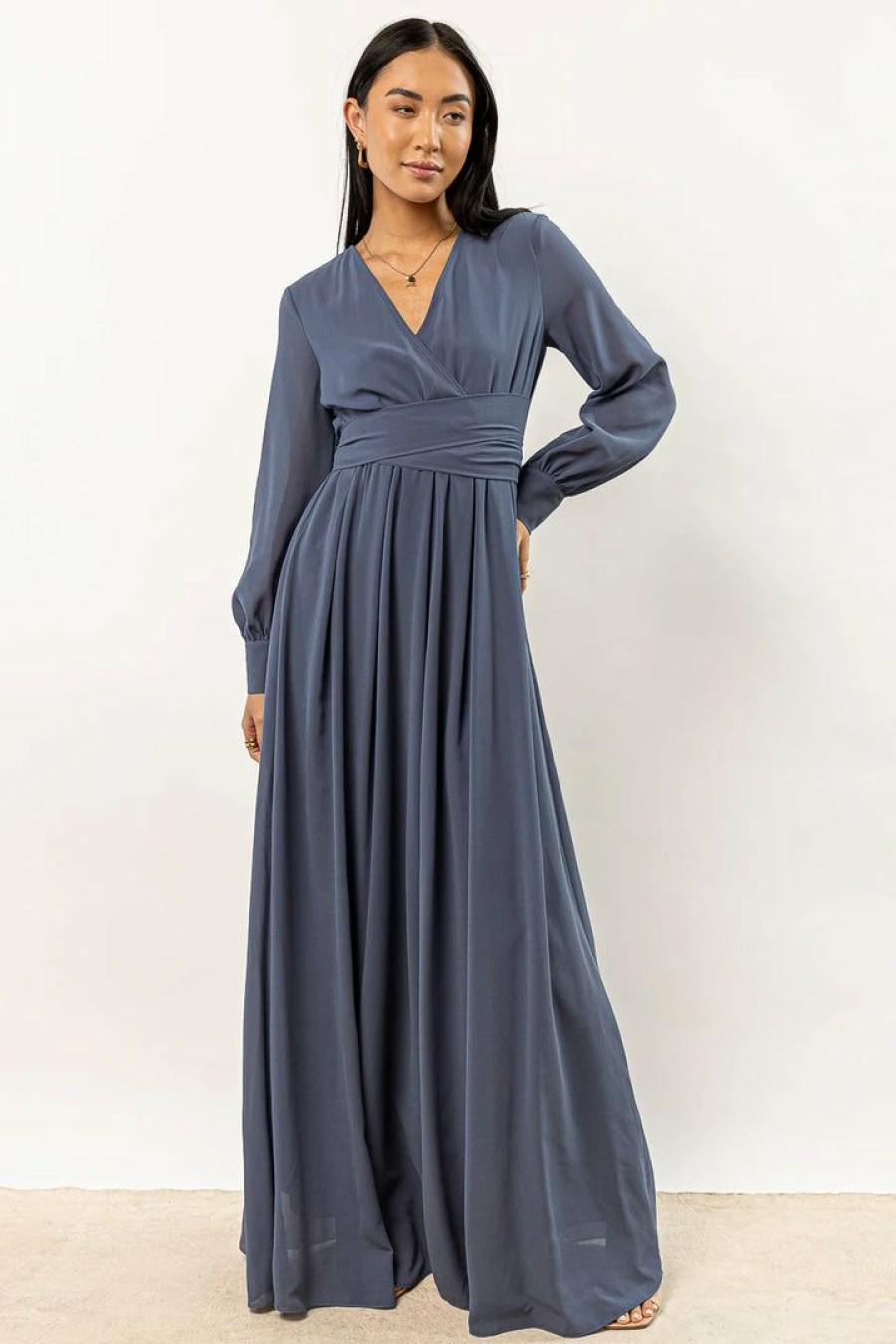 Dresses * | Buy Ricarica Veronica Maxi Dress In New Arrivals Slate Blue