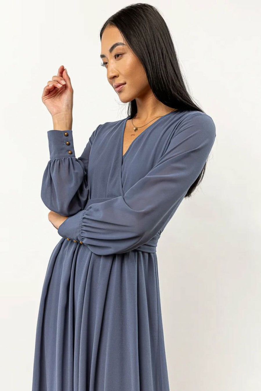 Dresses * | Buy Ricarica Veronica Maxi Dress In New Arrivals Slate Blue