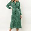 Dresses * | Promo Calista New Arrivals Mckay Printed Midi Dress Green