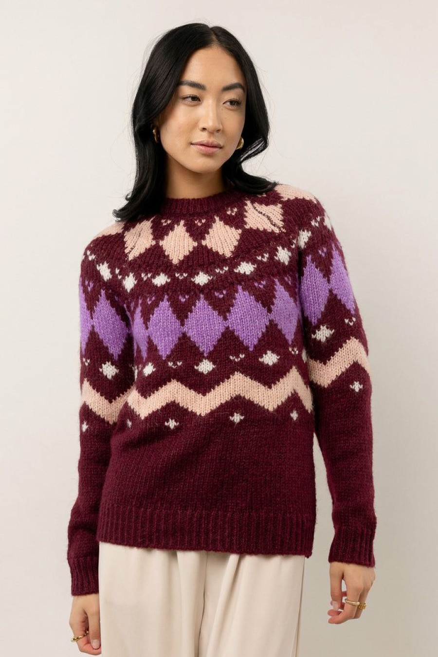 Tops * | Wholesale Vero Moda Bessie Sweater In Burgundy