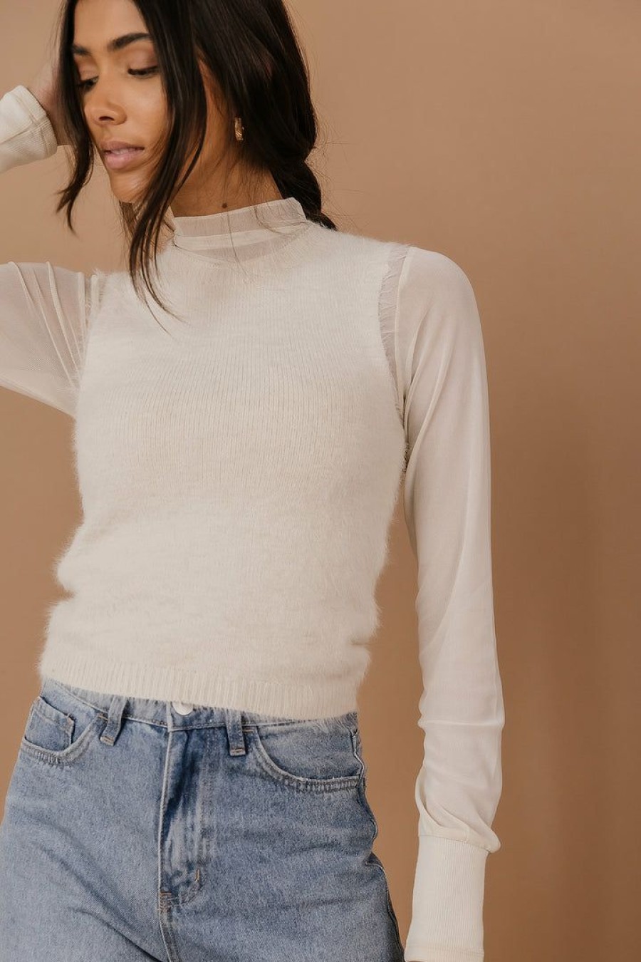 Sweaters * | New Sweaters Vero Moda Nadine Sweater Vest In Ivory