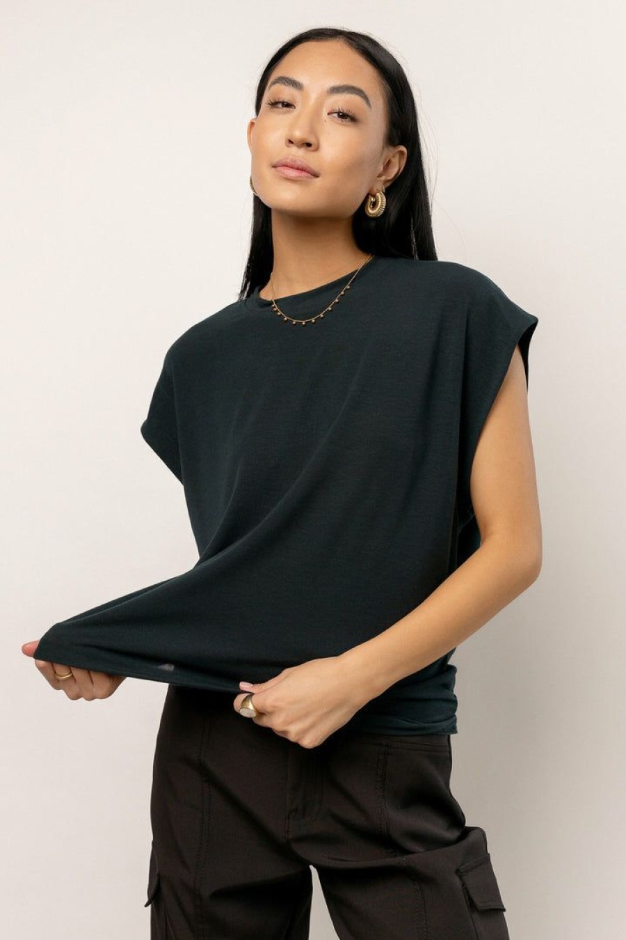 Tops * | Brand New Sina New Arrivals Greta Muscle Tee In Dark Teal