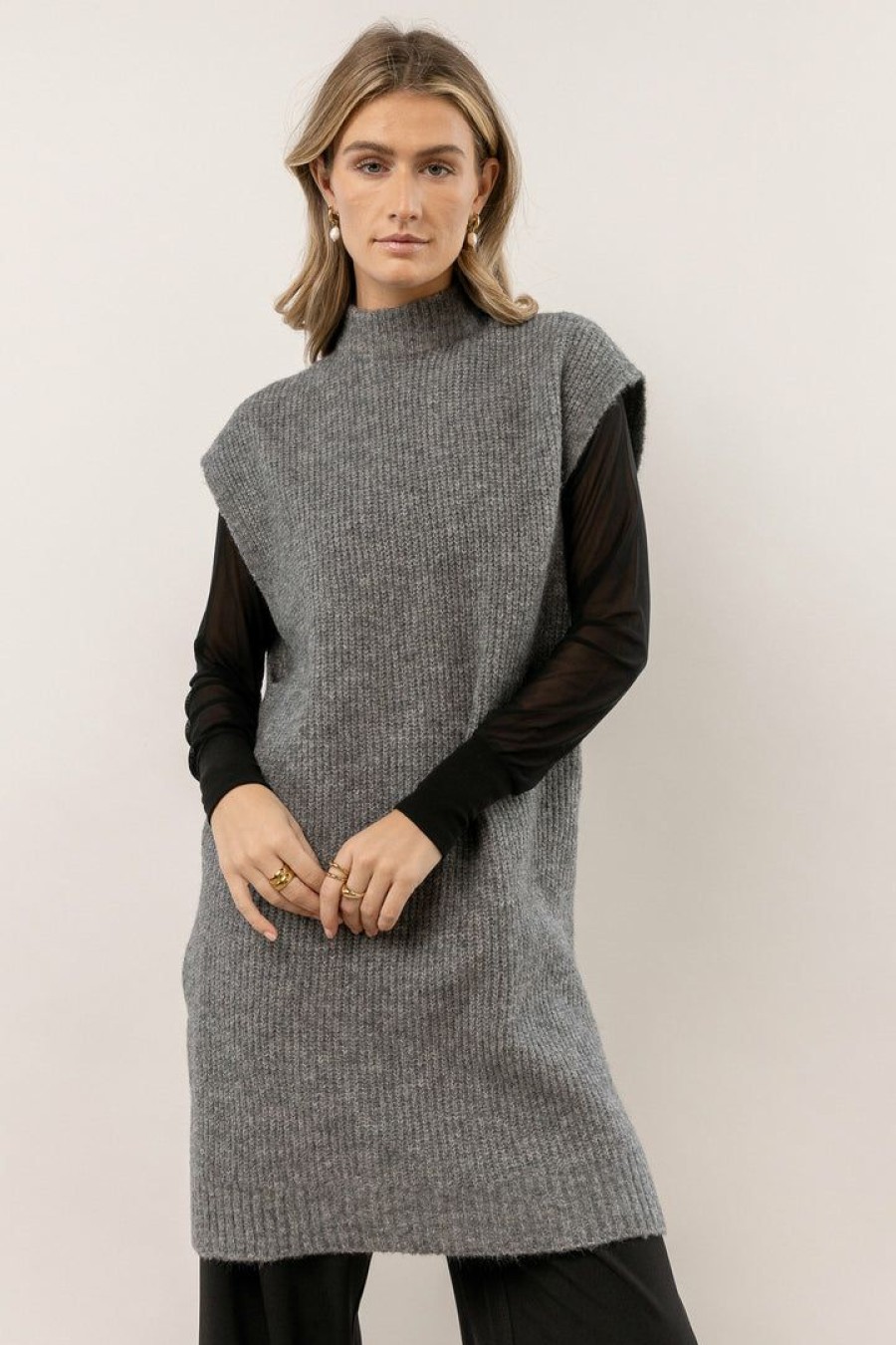 Tops * | New Vero Moda Devi Long Vest In New Arrivals Grey