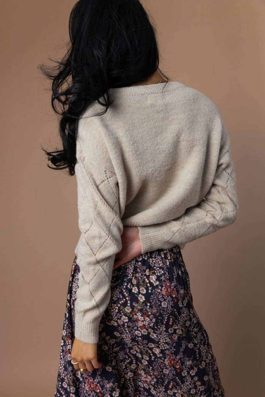 Tops * | Best Deal Dreamers By Debut Jeanine Sweater Tan