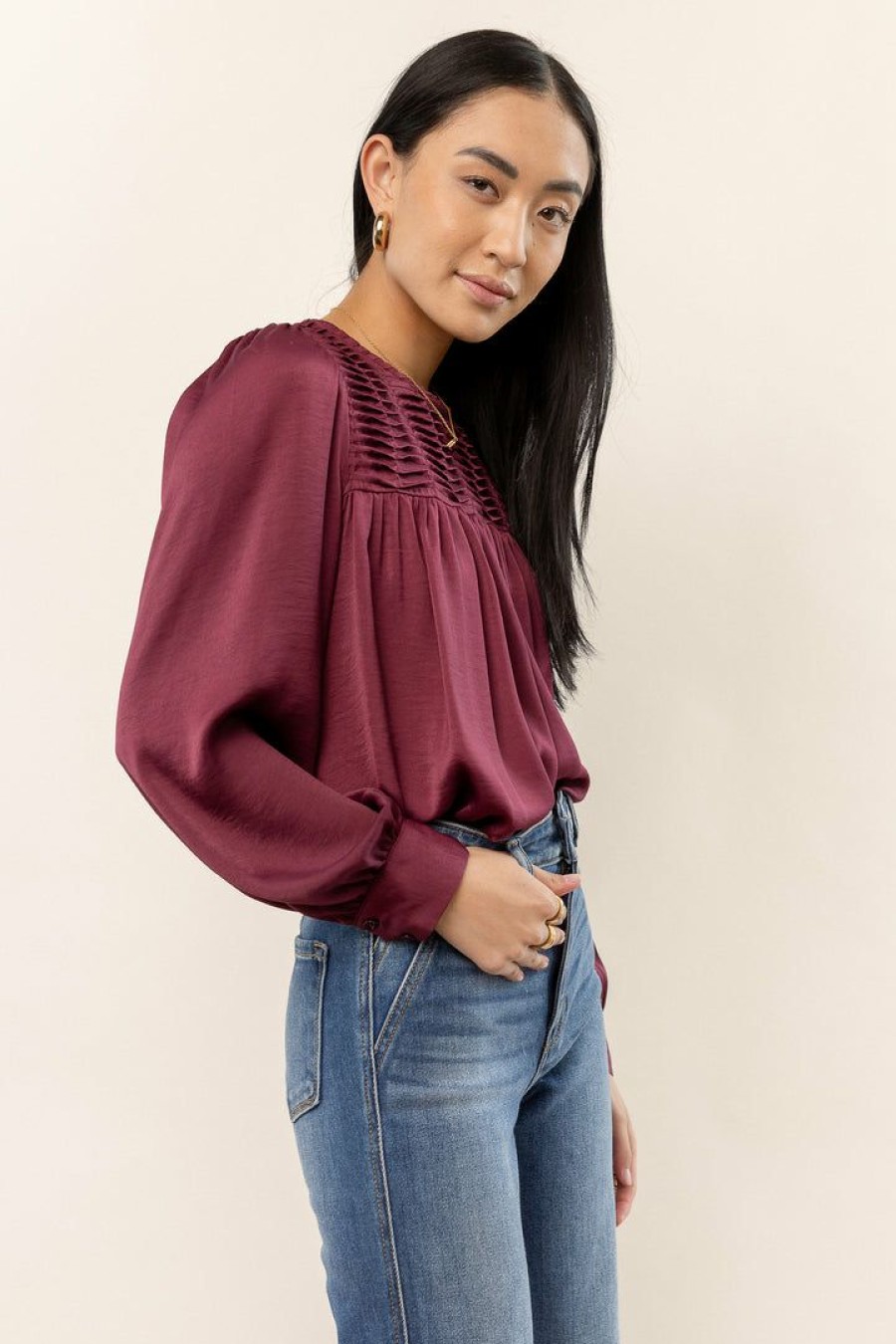 Tops * | Hot Sale Calista Noa Blouse In Burgundy