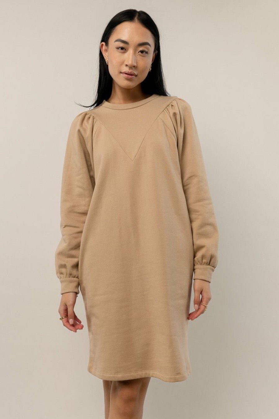 Dresses * | Flash Sale Vero Moda Everard Sweater Dress In Final Sale Tan