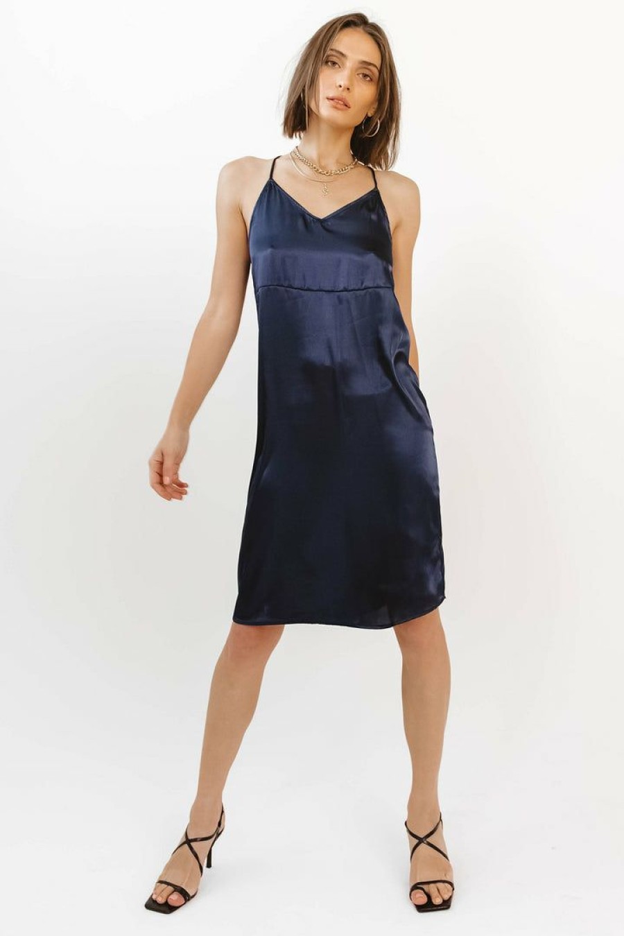 Dresses * | Best Sale Vero Moda Serein Mini Slip Dress In Final Sale Dresses Navy