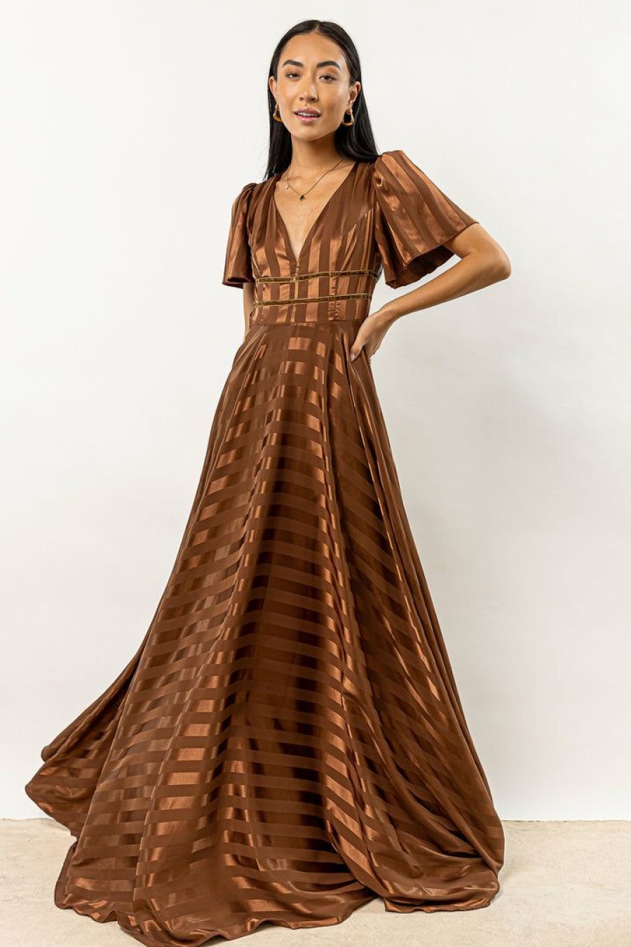 Dresses * | Deals Ricarica Rylee Maxi Dress In New Arrivals Brown