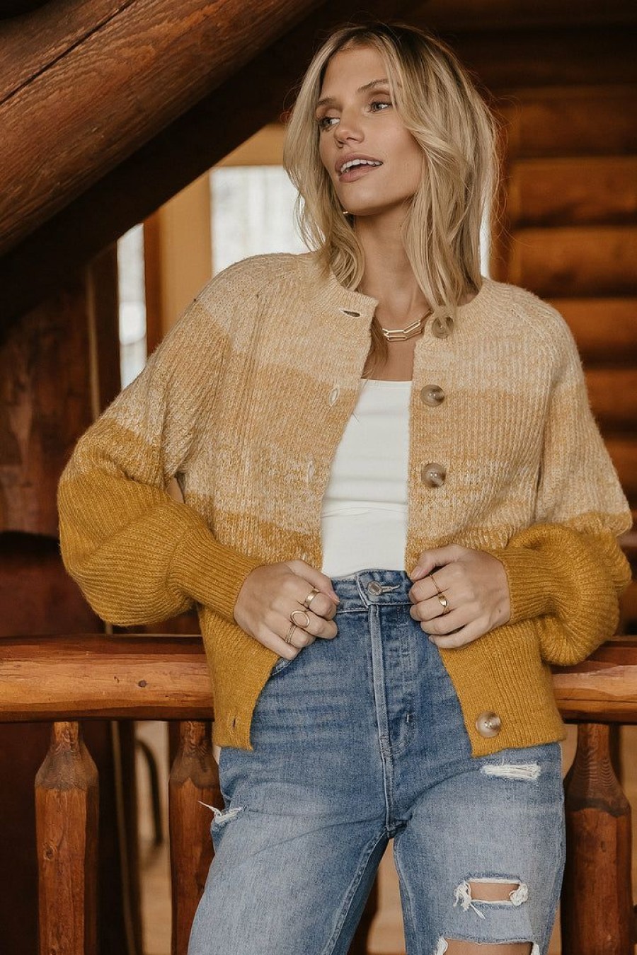 Tops * | Buy Tops Vero Moda Delaine Knitted Cardigan In Mustard