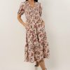 Dresses * | Brand New Calista Galileo Smocked Midi Dress Dresses Beige