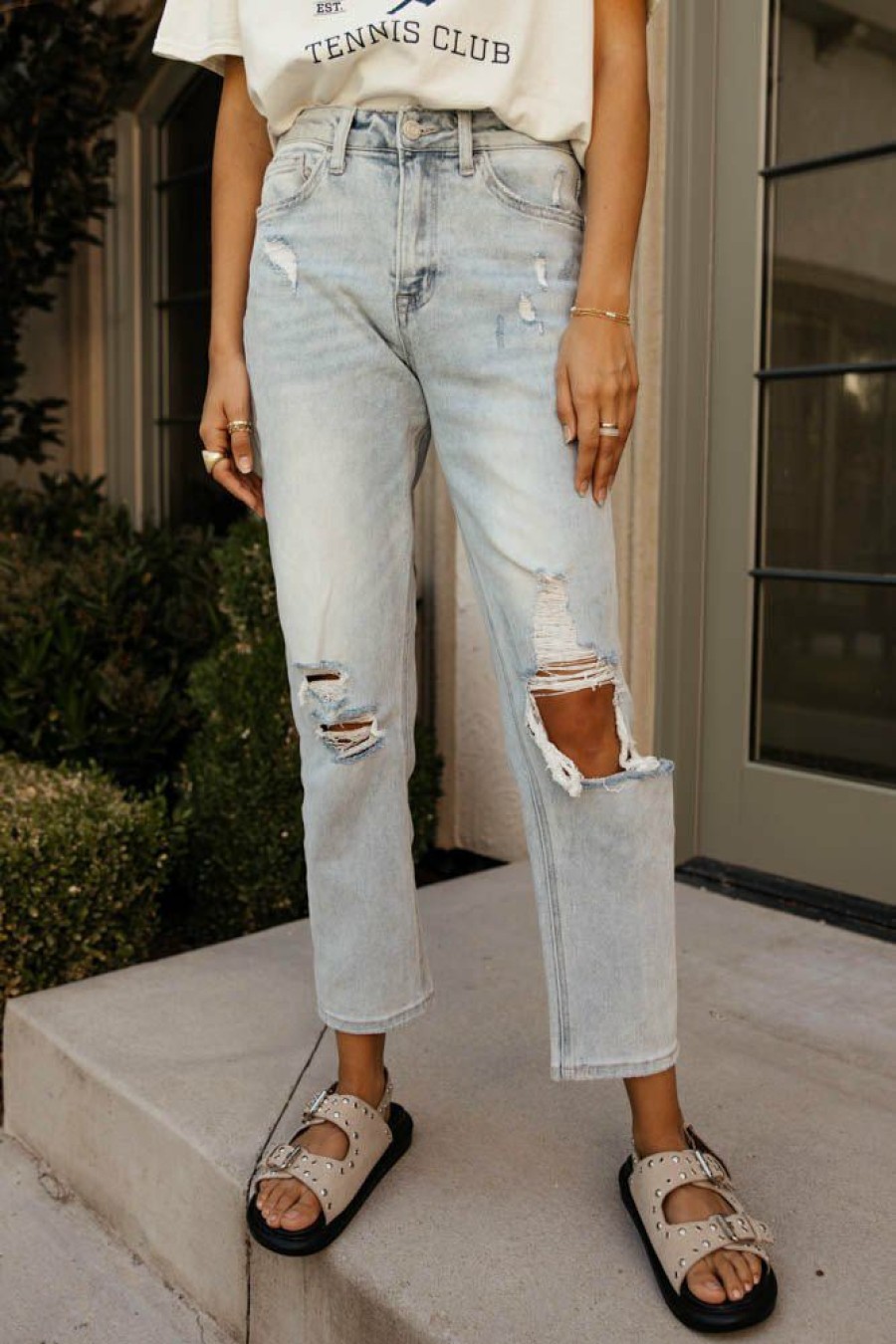 Jeans * | Flash Sale Plastic Vervet Gretta Mom Jeans Light Wash