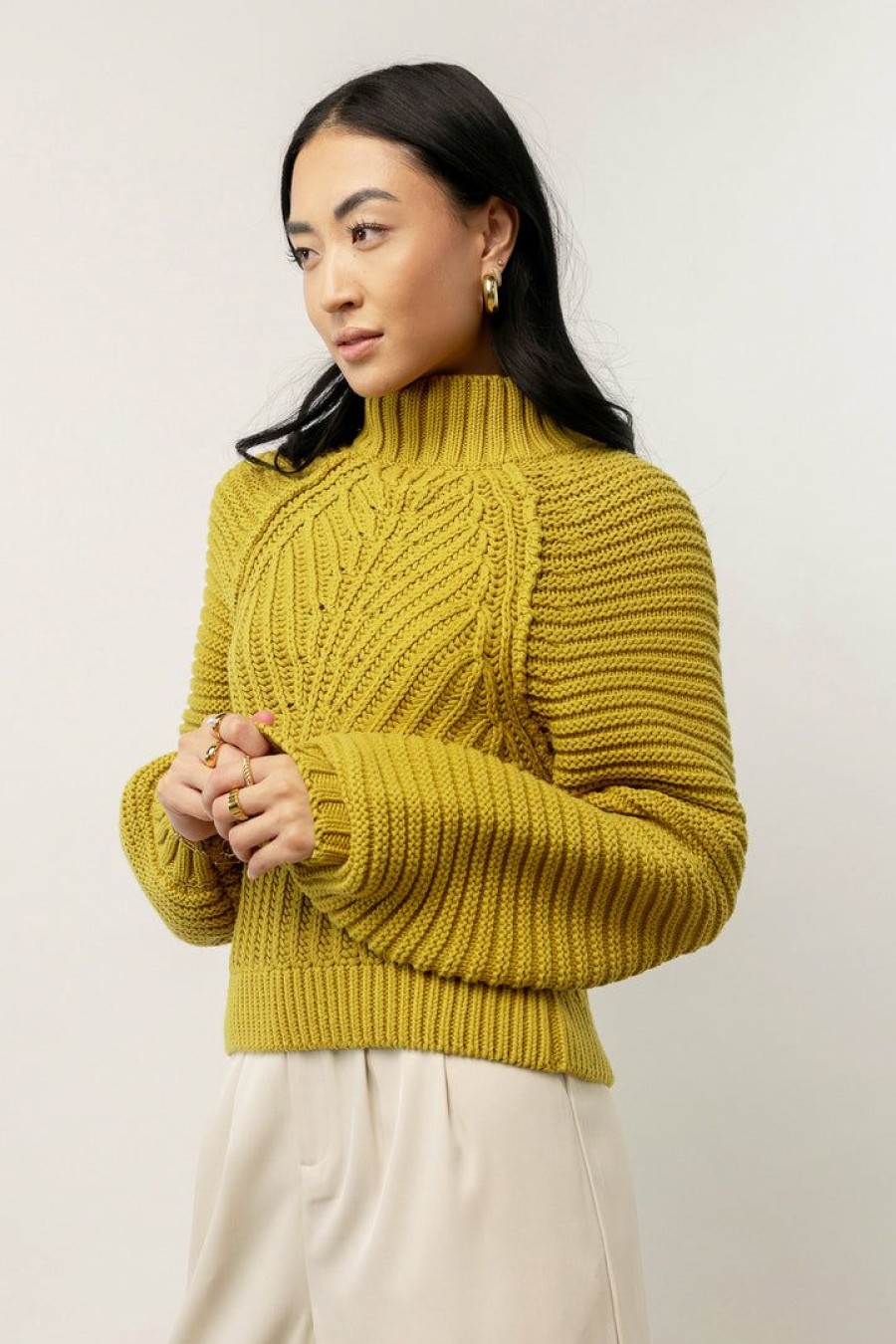 Tops * | Wholesale Sina Olympe Cable-Knit Sweater In Pistachio