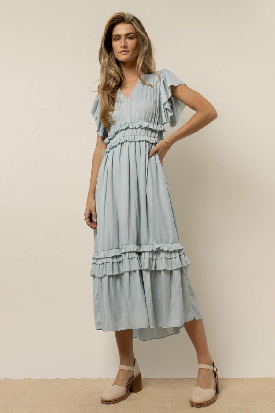 Dresses * | Deals Worui Dresses Willa Ruffle Dress In Light Blue