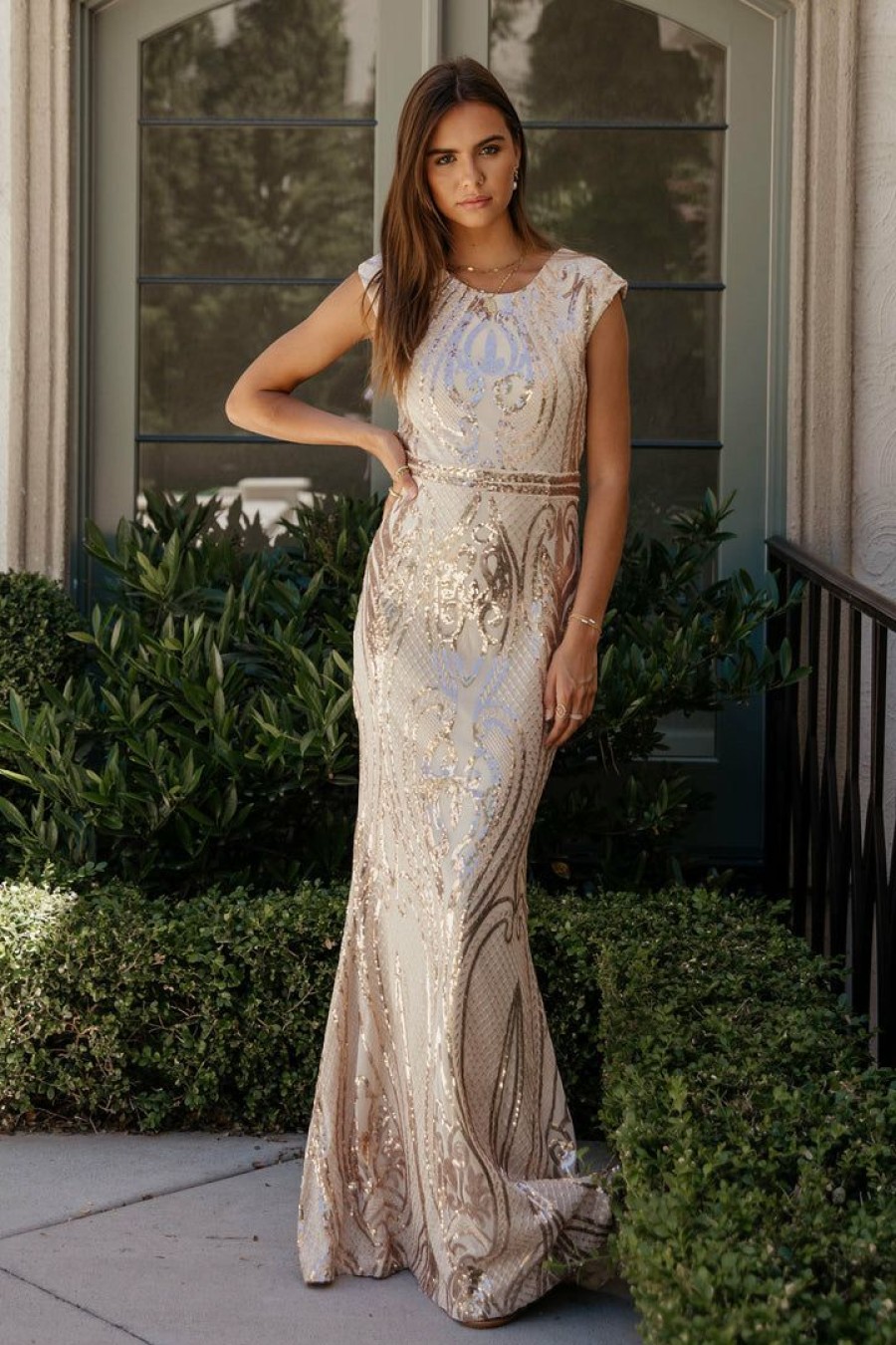 Dresses * | Cheapest Ricarica Eloise Maxi Dress In Champagne