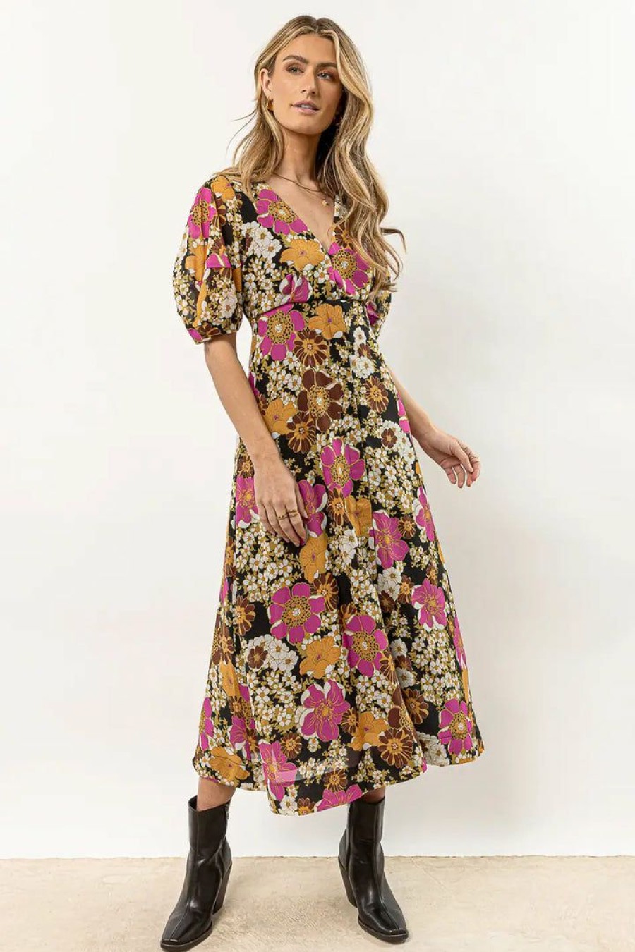 Dresses * | Best Sale Sina Aubree Floral Dress New Arrivals Black