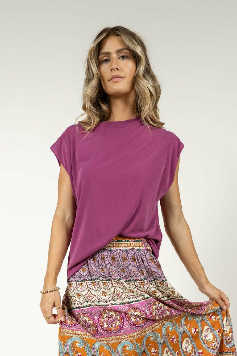 Tops * | Promo Lime N Chili Raleigh Top In Final Sale Magenta