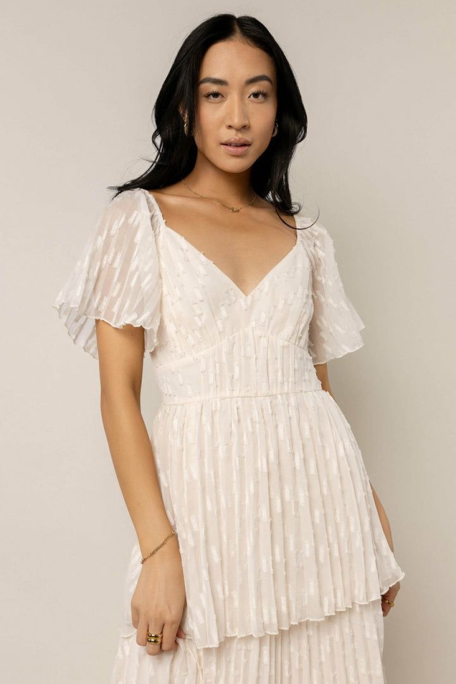 Dresses * | Buy Wellmade Inc New Arrivals Hallie Midi Dress In Cream