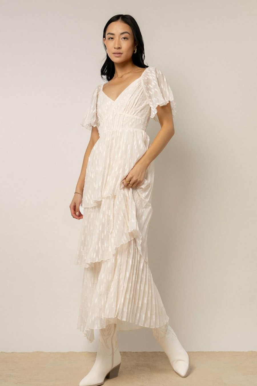 Dresses * | Buy Wellmade Inc New Arrivals Hallie Midi Dress In Cream