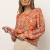 Tops * | Brand New Flying Tomato Mira Printed Blouse Tops Orange