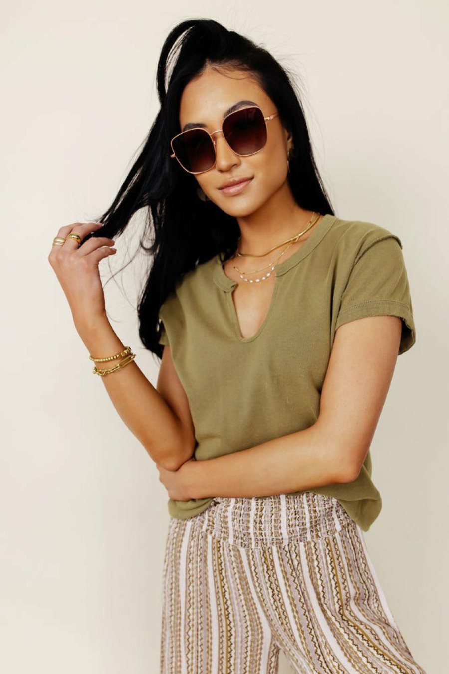 Tops * | Best Reviews Of Worui Marissa Tee In Tops Olive