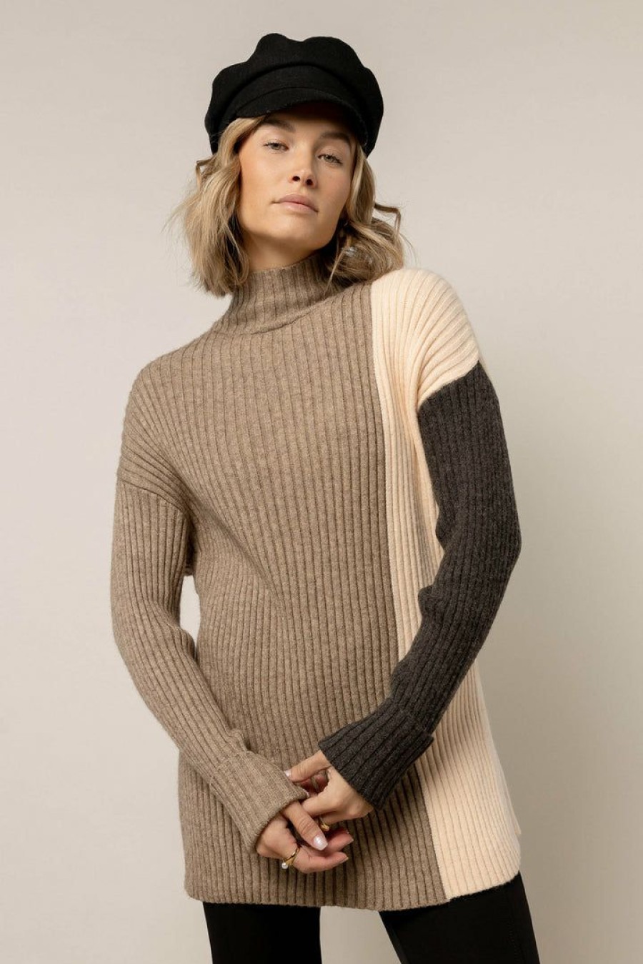 Tops * | Promo Tea N Rose Kinzley Knit Sweater Oatmeal