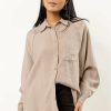 Tops * | Wholesale Fun 2 Fun New Arrivals Edward Button Down In Taupe