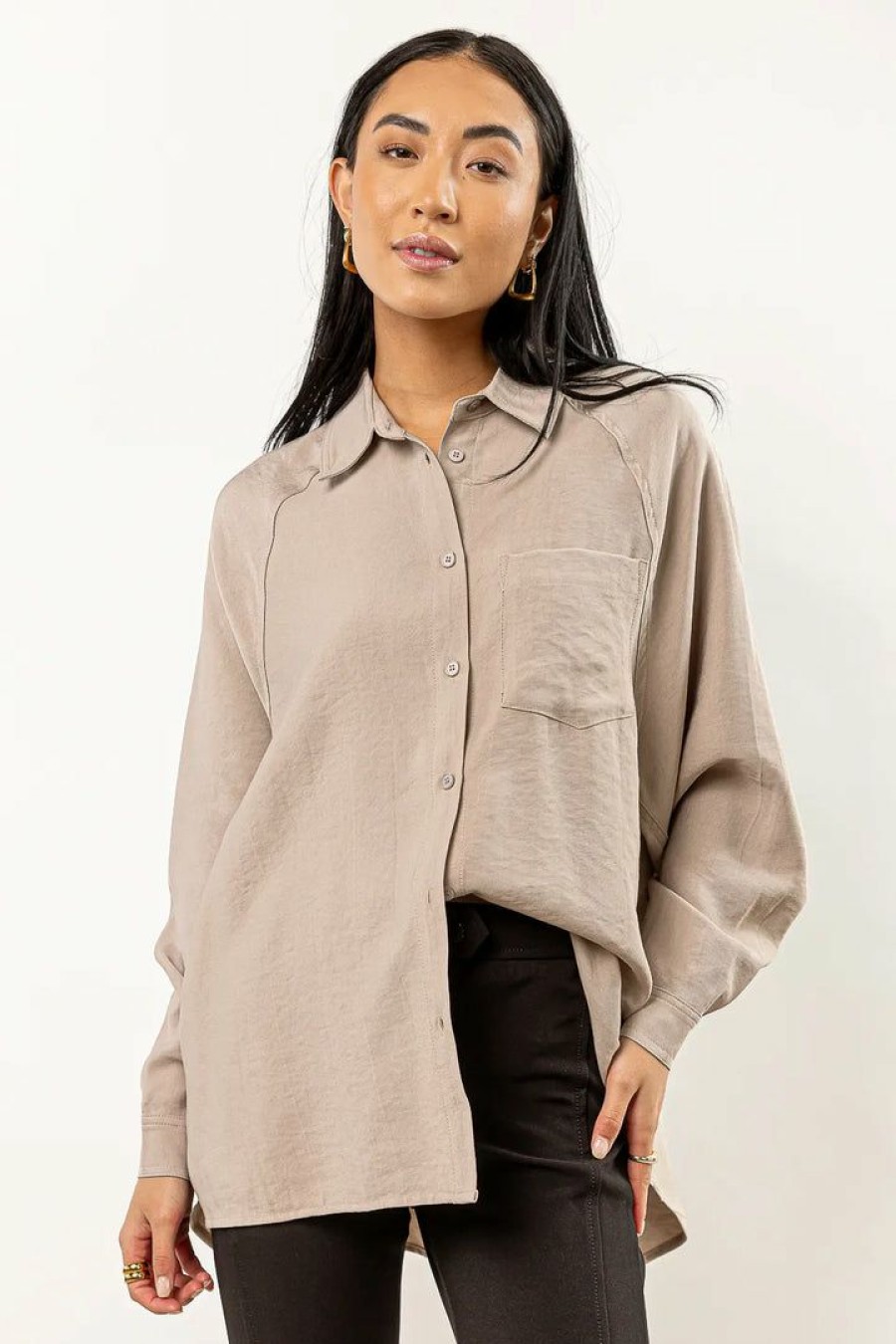 Tops * | Wholesale Fun 2 Fun New Arrivals Edward Button Down In Taupe