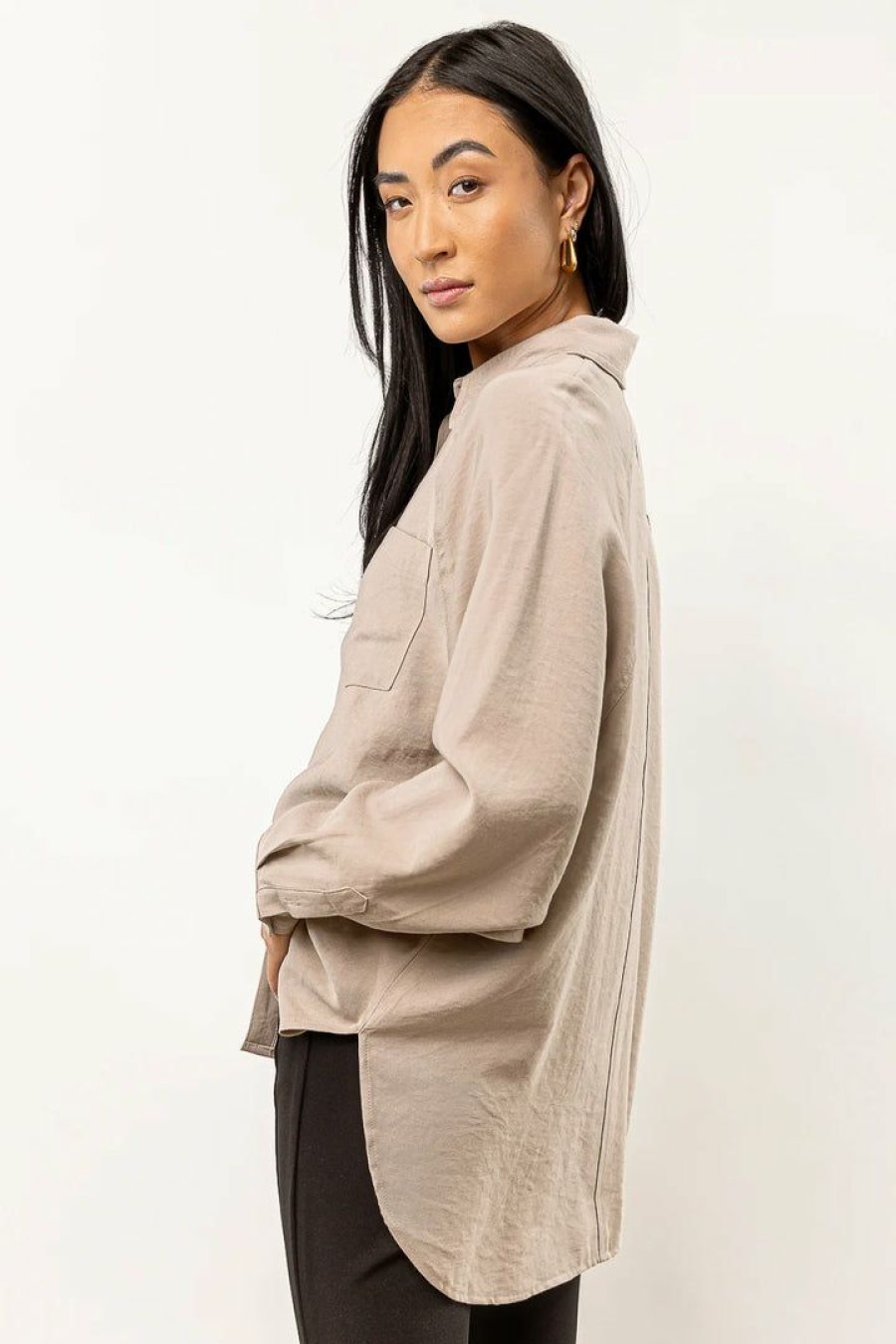 Tops * | Wholesale Fun 2 Fun New Arrivals Edward Button Down In Taupe